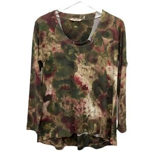 Soft Surroundings Size PS Tillie Knit Tunic Top Knit Olive Green Tan Lightweight